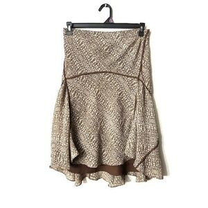 Worthington Womens 8 Lined Skirt Beige Brown Snake Skin Print Flowy Feminine